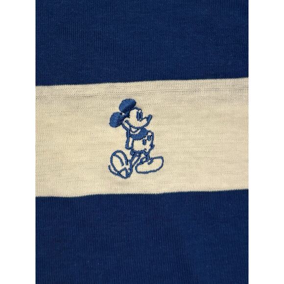 Vintage Disney Wear Striped Henley Short Sleeve Shirt Mickey Mouse Logo Large - Picture 2 of 5